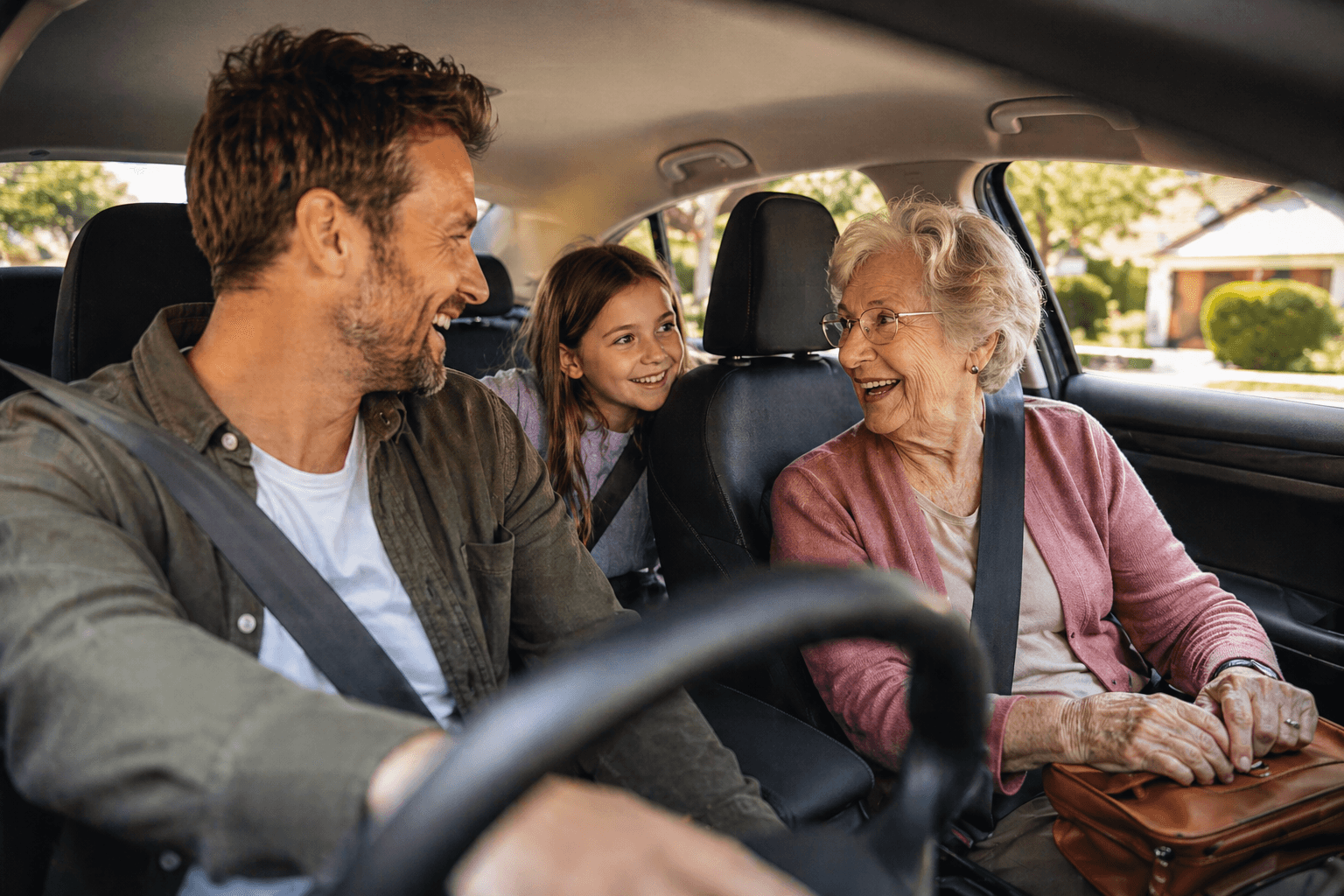 Community members sharing a lift together